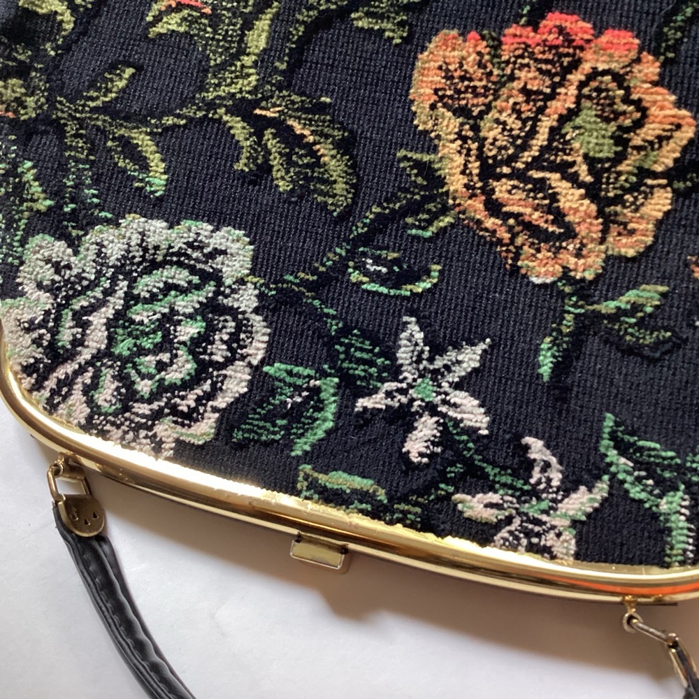 Vintage 1960's Tapestry Floral Handbag Needlepoint - Picture 10 of 10
